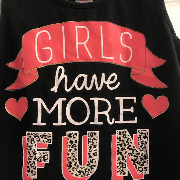 Faded Glory Girl’s Black Tank Top L 10/12 Girl’s Have More Fun - Picture 2 of 4